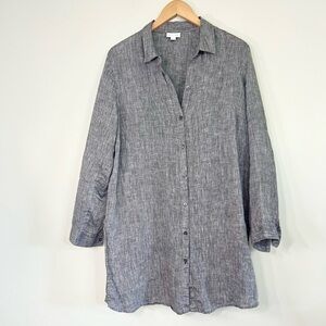 J Jill Love Linen 100% Linen Button Front Mini Shirt Dress Sz L